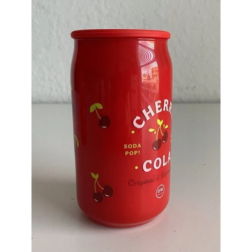 DW Home Cherry Cola Soda Pop‎ Glass Candle 15oz 33 HR Single Wick Rubber Lid NEW